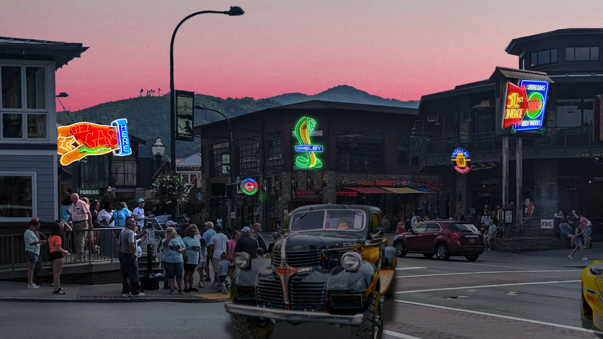 Sampling neon during a mountain sunset