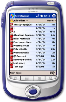 Windows Mobile device displaying file view