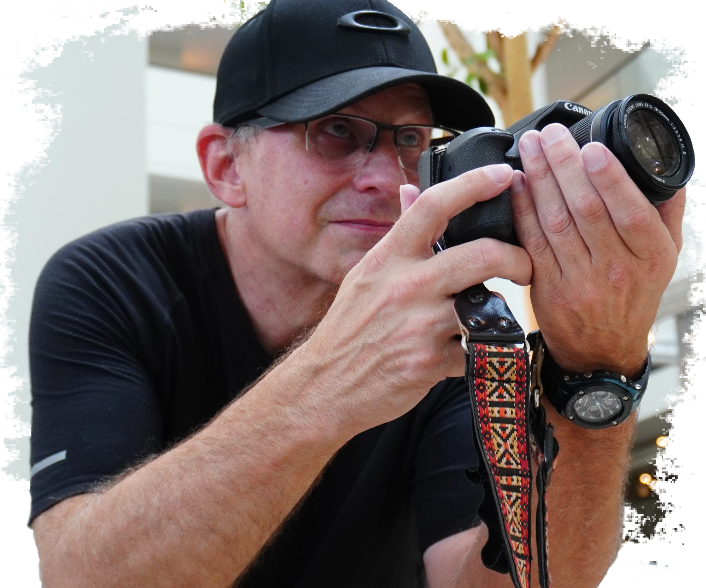 Hard core photographer capturing atrium photos